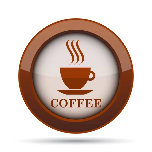 Kahve Fincanı Simge Beyaz Arka Plan Üzerinde Internet Düğmesi — Stok fotoğraf