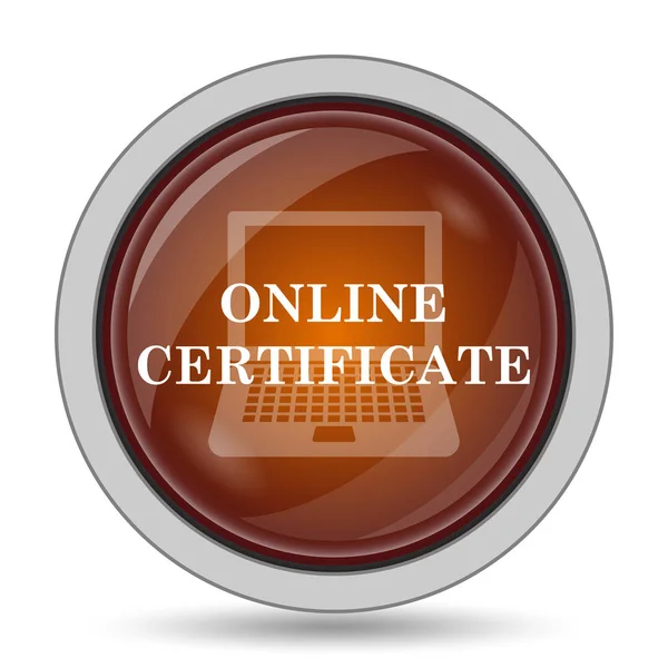 Icono Certificado Línea Botón Naranja Del Sitio Web Sobre Fondo —  Fotos de Stock
