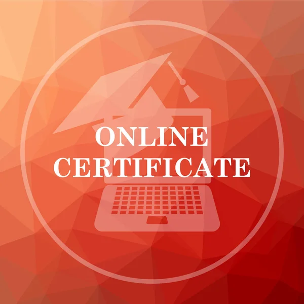 Online certificate icon. Online certificate website button on red low poly background