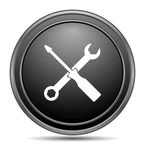 白い背景の上のツール アイコン 黒ウェブサイト ボタン — ストック写真