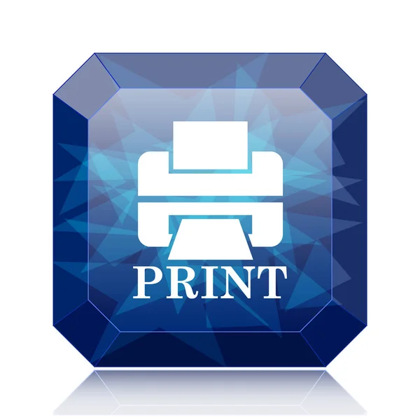 Impresora Con Icono Palabra Print Botón Azul Del Sitio Web — Foto de Stock