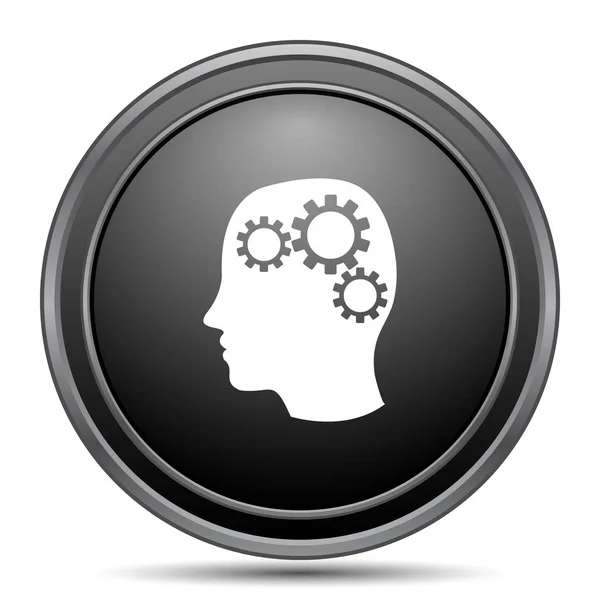 Brain Icon Black Website Button White Background — Stock Photo, Image