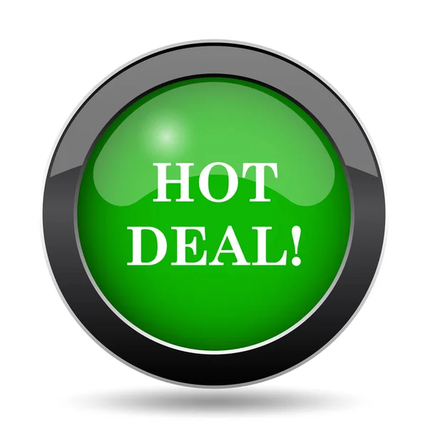 Hot deal icon, green website button on white background