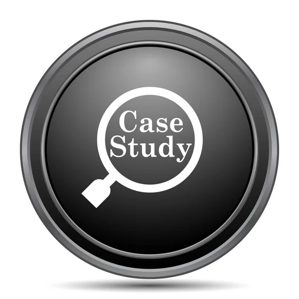 Case study icon, black website button on white background