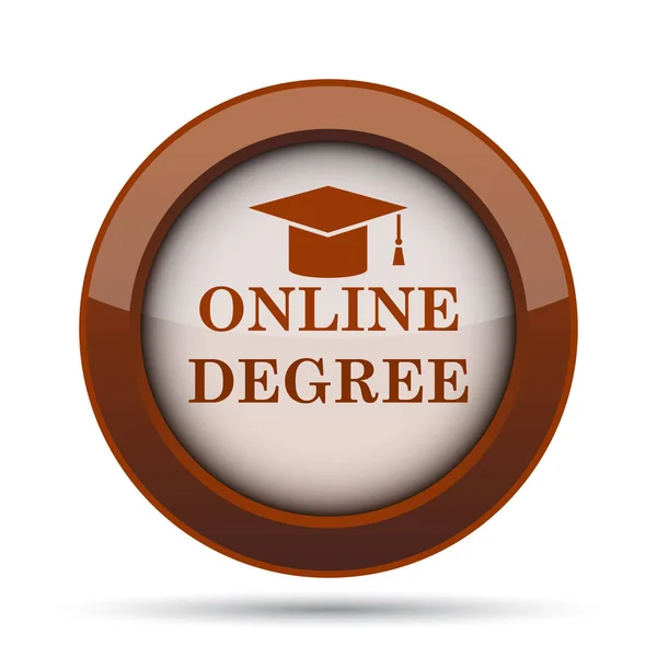 Online degree icon. Internet button on white background.