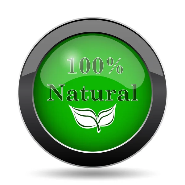 100 Naturalne Ikona Zielony Przycisk Witryny Białym Tle — Zdjęcie stockowe