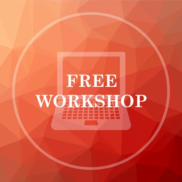 Free workshop icon. Free workshop website button on red low poly background