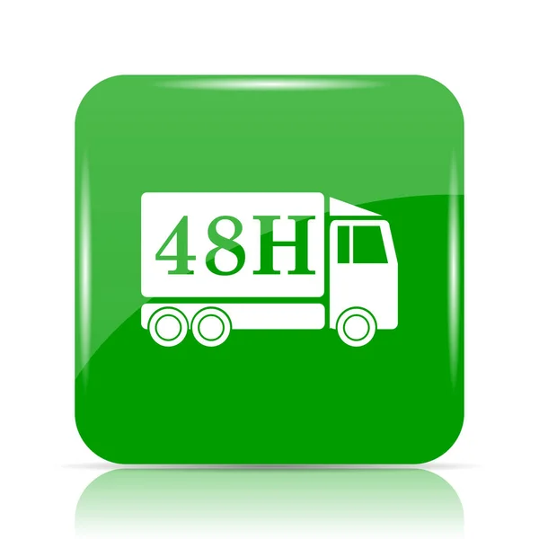 48H Dostawy Ciężarówka Ikona Przycisk Internet Białym Tle — Zdjęcie stockowe