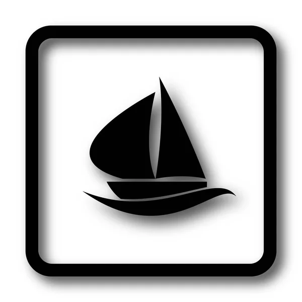 Zeilboot Pictogram Zwarte Website Knop Witte Achtergrond — Stockfoto