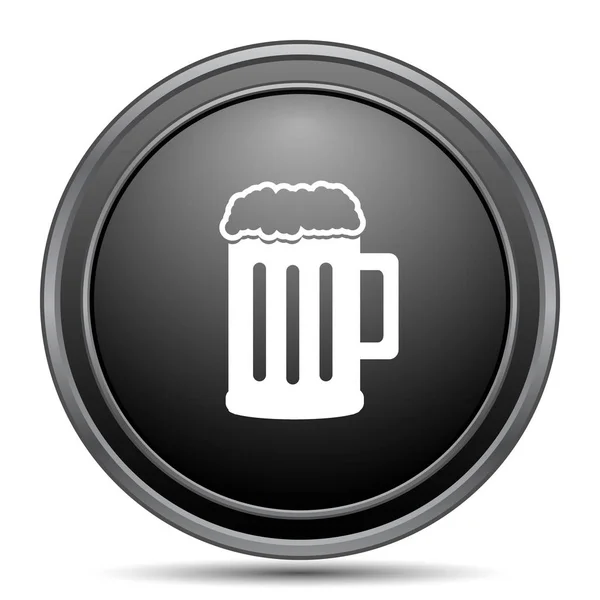 Ícone Cerveja Botão Site Preto Fundo Branco — Fotografia de Stock