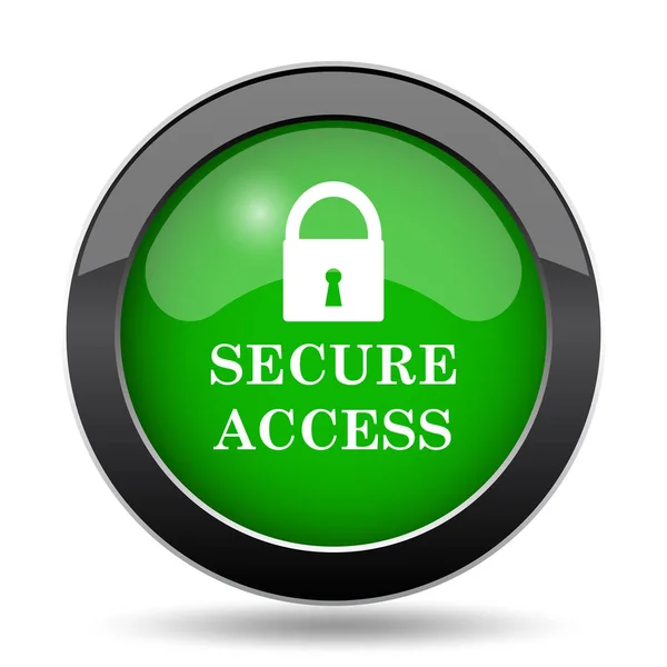 Secure access icon, green website button on white background