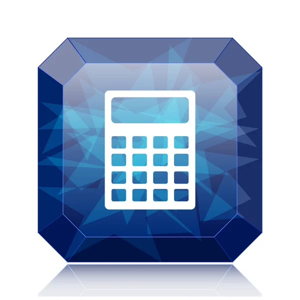 Значок Калькулятора Синяя Кнопка Белом Фоне — стоковое фото