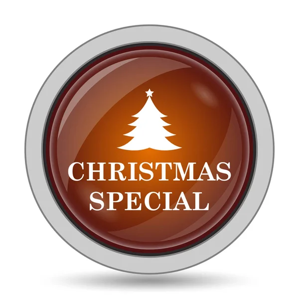 Kerstmis Speciaal Pictogram Oranje Website Knop Witte Achtergrond — Stockfoto