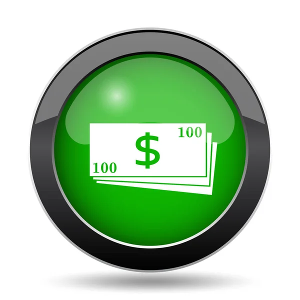 お金アイコン 緑ウェブサイトのボタンを白い背景の上 — ストック写真