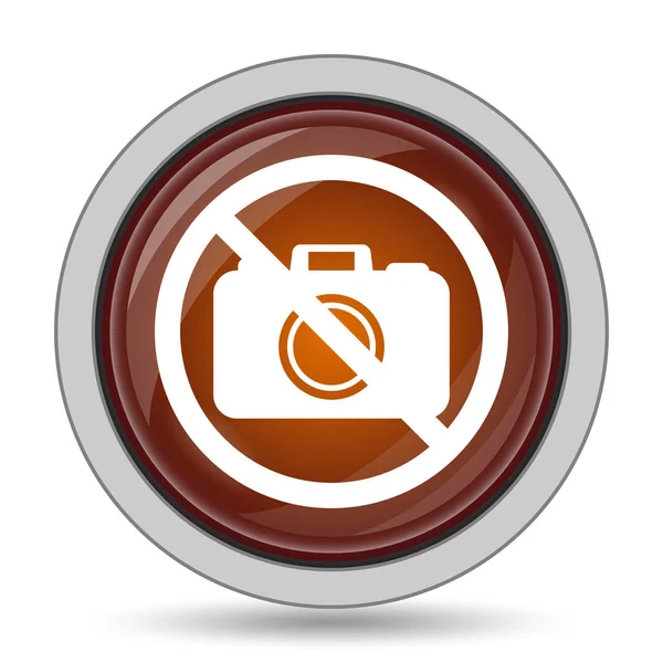 Forbidden Camera Icon Orange Website Button White Background — Stock Photo, Image