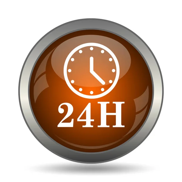24H 时钟图标 白色背景上的互联网按钮 — 图库照片