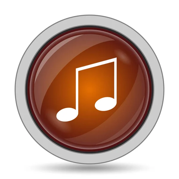 Music icon, orange website button on white background