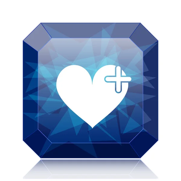 Coeur Avec Icône Croix Bouton Bleu Site Sur Fond Blanc — Photo