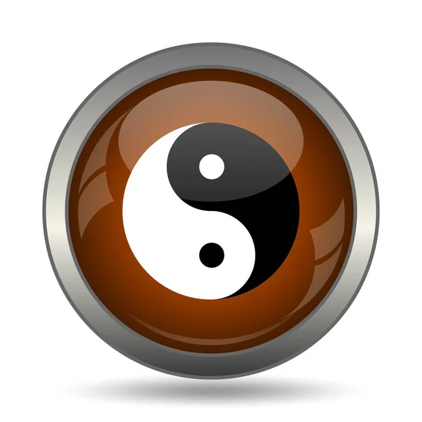 Ying Yang Simgesi Beyaz Arka Plan Üzerinde Internet Düğmesi — Stok fotoğraf