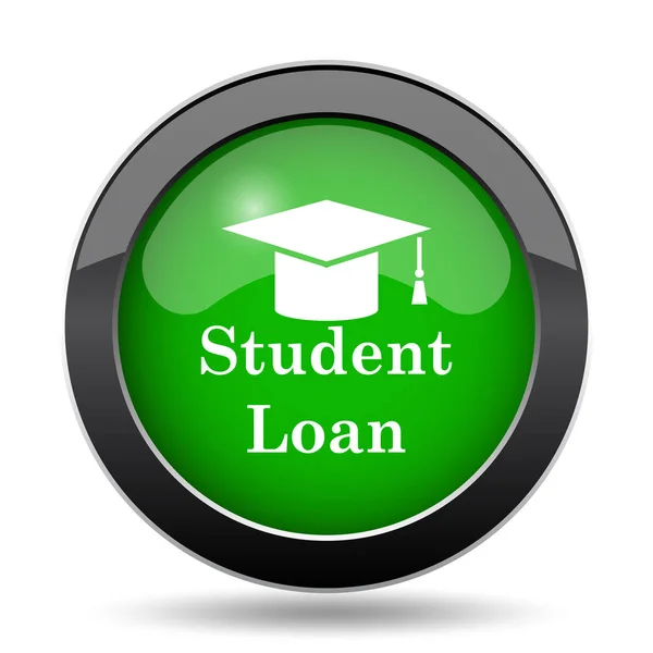 Student loan icon, green website button on white background