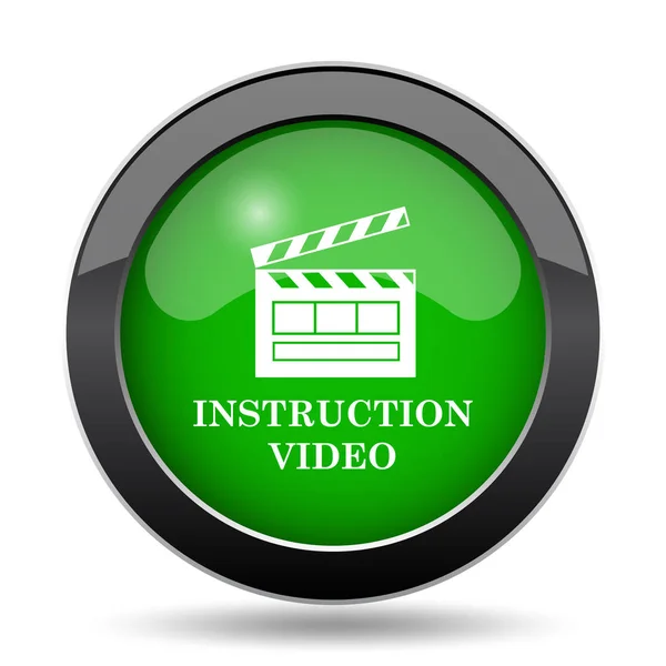 Instruction video icon, green website button on white background