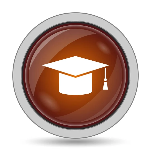 Graduation Icon Orange Website Button White Background — Stock Photo, Image