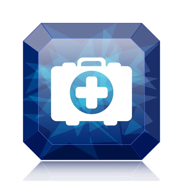 Ιατρική Τσάντα Ιστοσελίδα Εικονίδιο Μπλε Κουμπί Λευκό Φόντο — Φωτογραφία Αρχείου