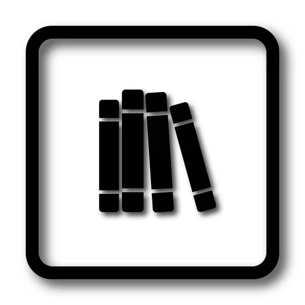 Книги Иконка Библиотеки Черный Сайт Кнопку Белом Фоне — стоковое фото