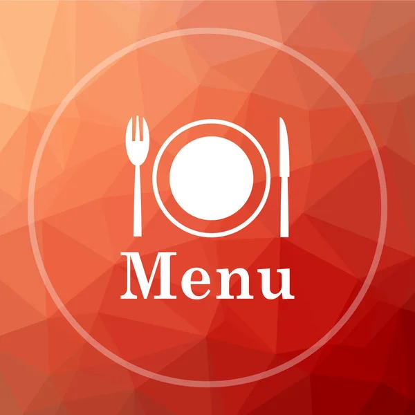 Menu icon. Menu website button on red low poly background