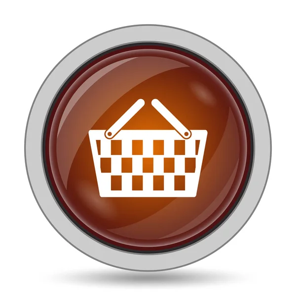 Shopping Basket Icon Orange Website Button White Background — Stock Photo, Image