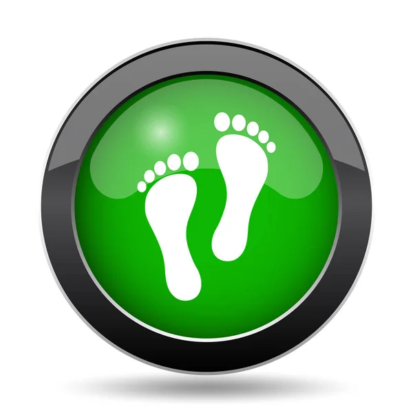 Fußabdruck Symbol Grüne Webseite Taste Auf Weißem Hintergrund — Stockfoto