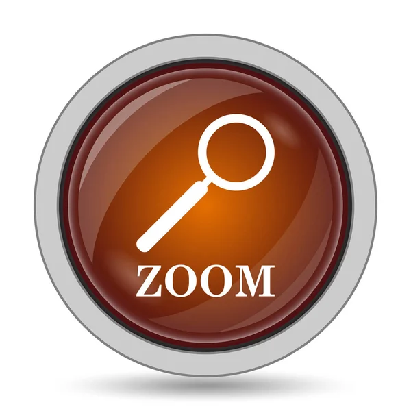 Zoom Con Icona Loupe Pulsante Arancione Sito Web Sfondo Bianco — Foto Stock