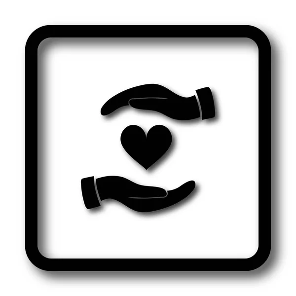 Hands Holding Heart Icon Black Website Button White Background — Stock Photo, Image