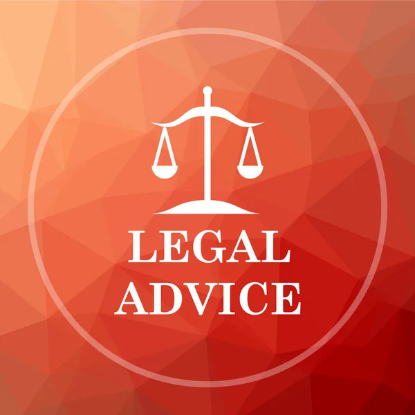 Legal advice icon. Legal advice website button on red low poly background