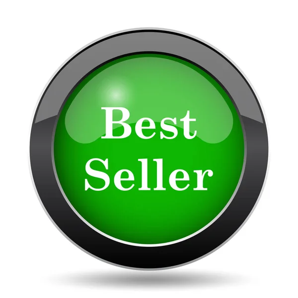 Best seller icon, green website button on white background