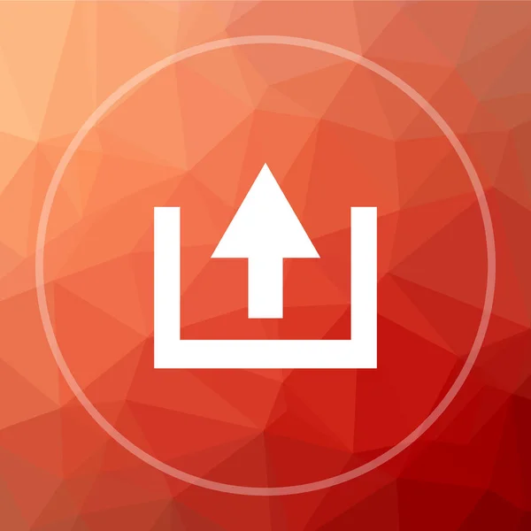 Upload icon. Upload website button on red low poly background