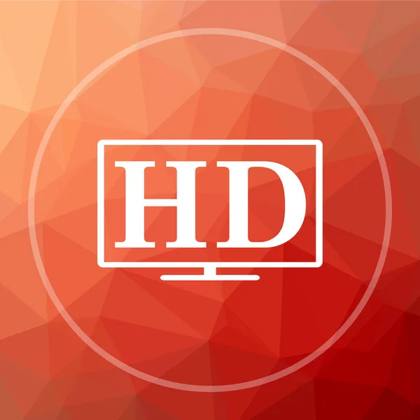 テレビのアイコン 低ポリゴンの赤背景の テレビのウェブサイト ボタン — ストック写真