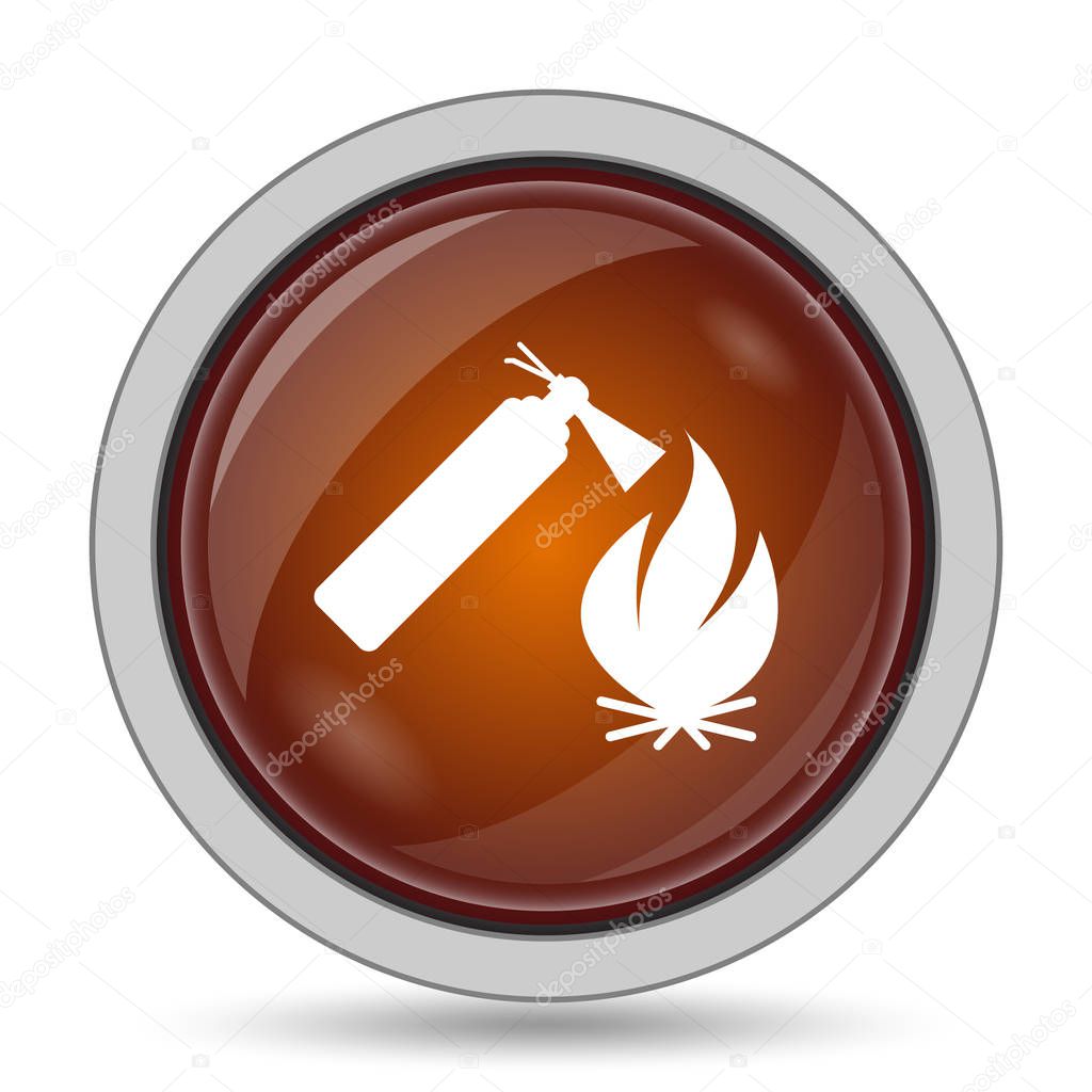 Fire icon, orange website button on white background