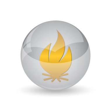 Yangın simgesi. Beyaz arka plan üzerinde Internet düğmesi.