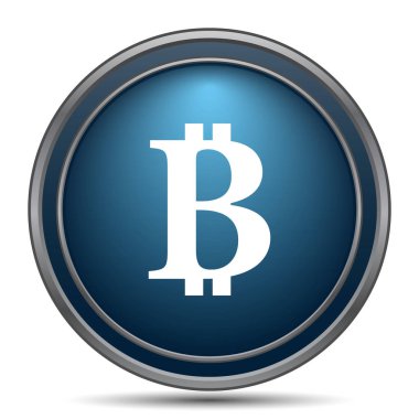 Bitcoin simgesi. Beyaz arka plan üzerinde Internet düğmesi