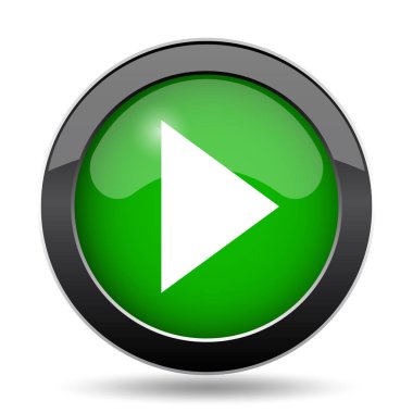 İşareti simgesi, yeşil Web sitesi düğmesini beyaz arka plan üzerinde oynamak