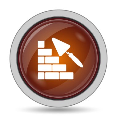 Bina duvar kutsal kişilerin resmi, turuncu web sitesi düğme beyaz arka plan üzerinde