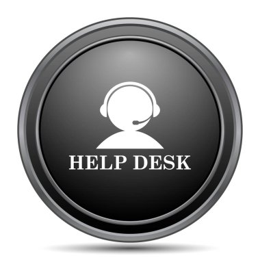 Yardım Masası siyah kutsal kişilerin resmi web sitesi düğme beyaz arka plan üzerinde