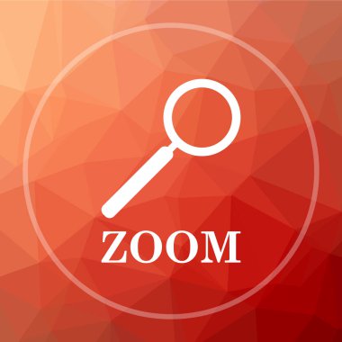 Büyüteç simgesiyle zoom. Kırmızı Düşük poli arka plan üzerinde büyüteç Web sitesi düğmeyle yakınlaştırma