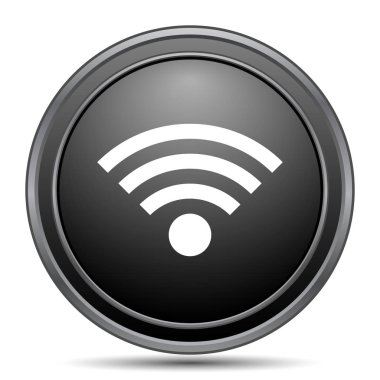 Kablosuz işareti simgesi, siyah Web sitesi düğmesini beyaz arka plan üzerinde