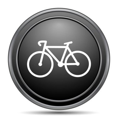 Beyaz arka plan üzerinde bisiklet kutsal kişilerin resmi, siyah Web sitesi düğme