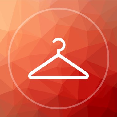 Askı simgesi. Askı Web sitesi düğmesini kırmızı düşük poli arka plan üzerinde