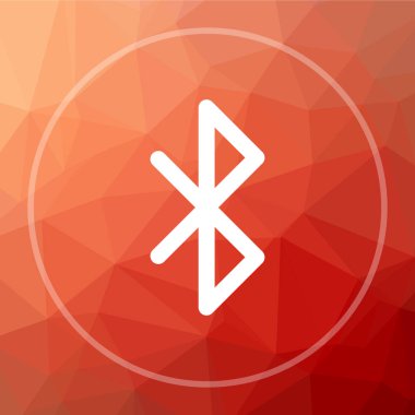 Bluetooth simgesi. Bluetooth Web sitesi düğmesini kırmızı düşük poli arka plan üzerinde