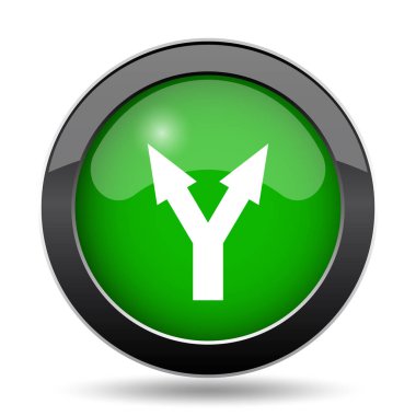 Ayırma ok simgesi, yeşil Web sitesi düğmesi beyaz arka plan üzerinde