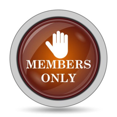 Üyeler tek kutsal kişilerin resmi, turuncu web sitesi düğme beyaz arka plan üzerinde